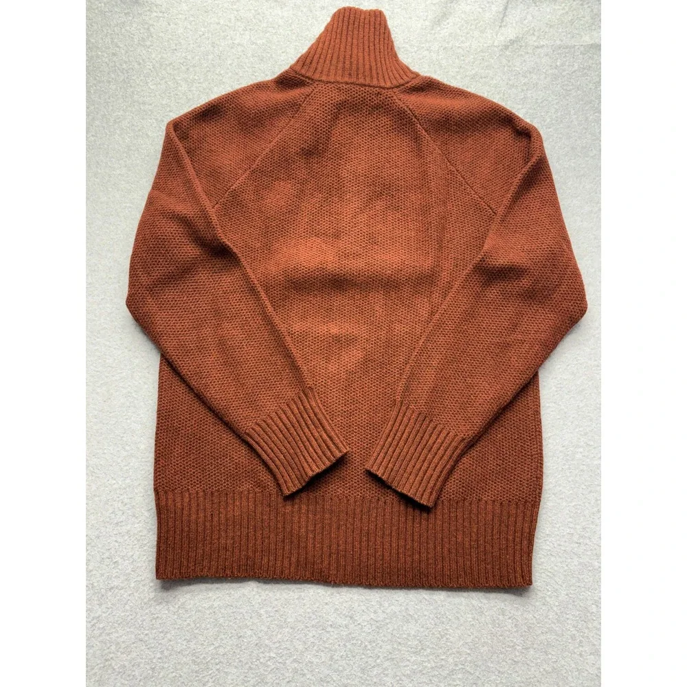 Banana Republic Mens Merino Wool Honeycomb Mock Neck Sweater Orange Large 171383